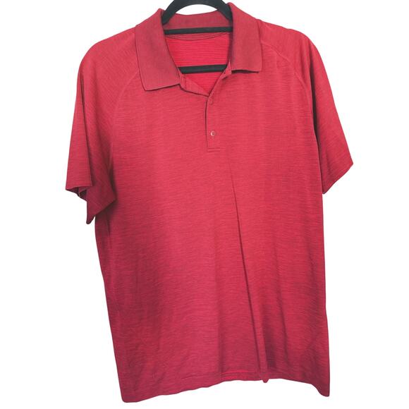 Lululemon Men’s Metal Vent Tech Polo Short Sleeve Red Large Performance Casual - Picture 2 of 4